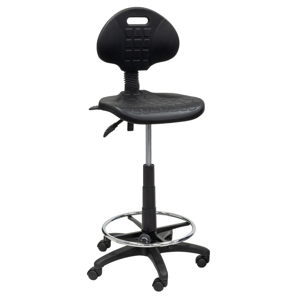Polyurethane Stool -with foot rest surround (with castors)