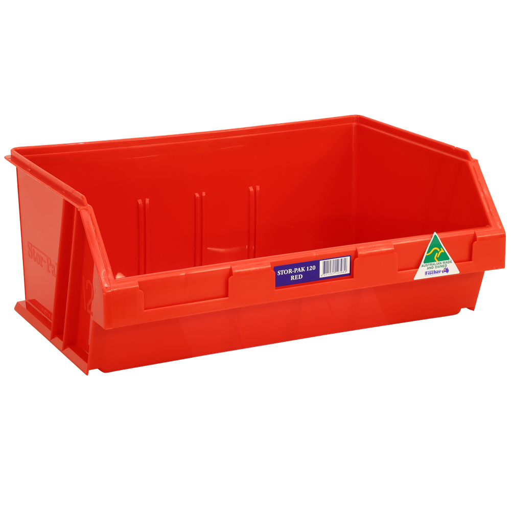 Stor-Pak No.120 (410x275x165mm) WxDxH 12L capacity -RED (5 per carton)